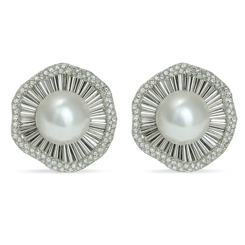 Cocktail Silver Pearl Earrings